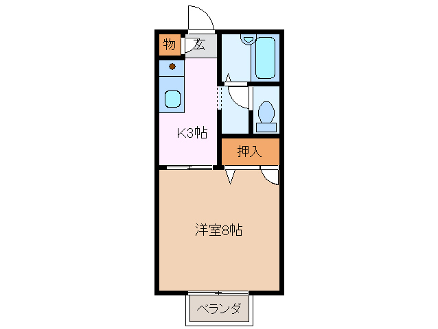 津市高茶屋小森上野町のアパートの間取り