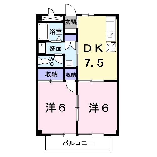 遠賀郡岡垣町東山田のアパートの間取り