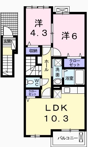 姫路市網干区興浜のアパートの間取り