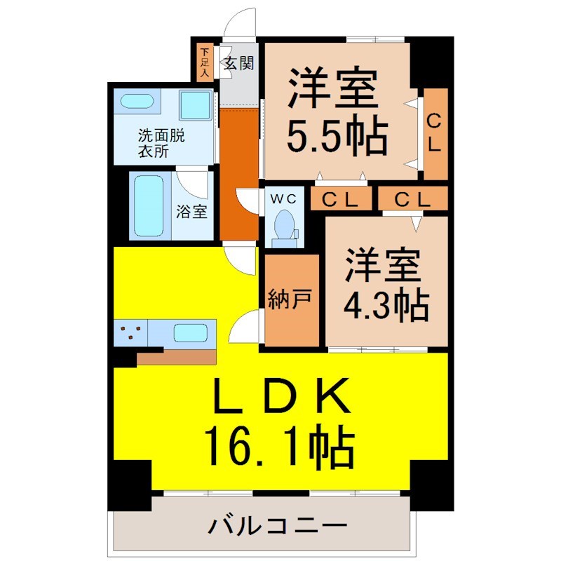 【名古屋市中区平和のマンションの間取り】