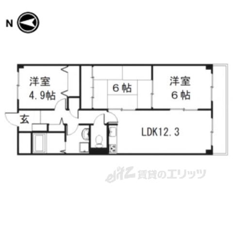 京都市伏見区向島津田町のマンションの間取り