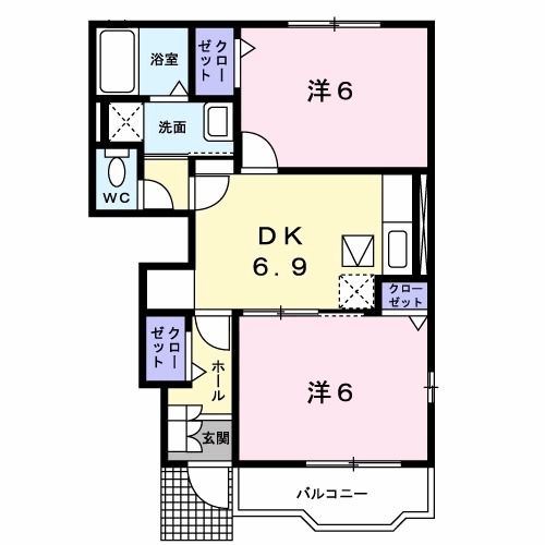 舞鶴市八反田北町のアパートの間取り