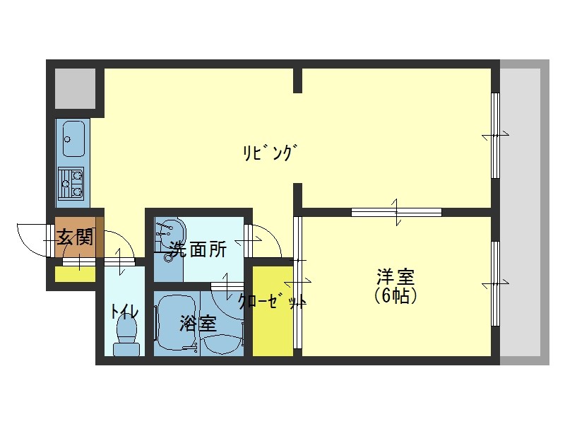 大阪市東成区東今里のマンションの間取り