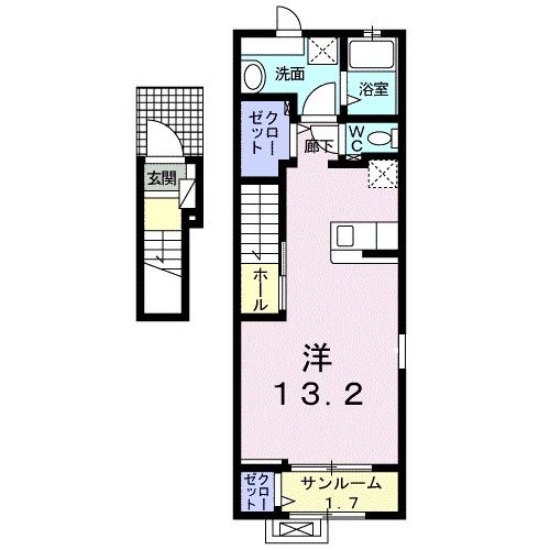 仙台市青葉区落合のアパートの間取り