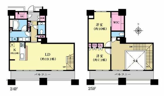 パークシティ柏の葉キャンパス二番街ミッドタワーＣ　２４～２５階の間取り