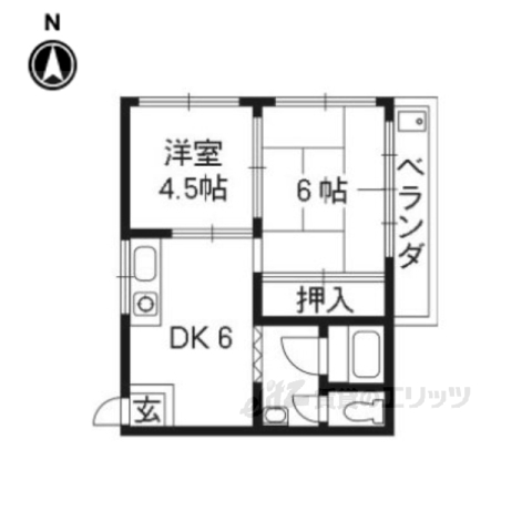 京都市左京区岩倉東宮田町のマンションの間取り