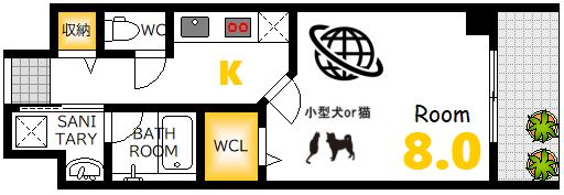 広島市西区西観音町のマンションの間取り