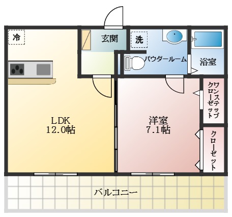 富田林市川向町のアパートの間取り