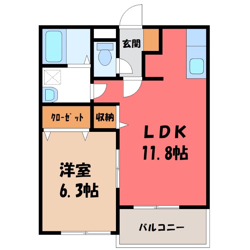 塩谷郡高根沢町大字宝積寺のマンションの間取り