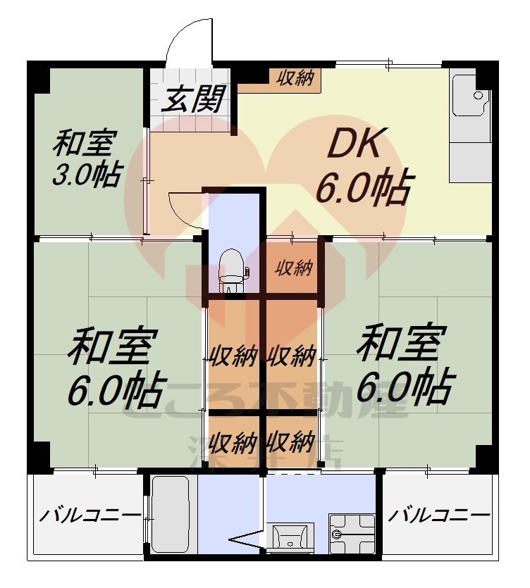 交野市東倉治のマンションの間取り