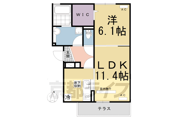 京都市伏見区竹田向代町のアパートの間取り