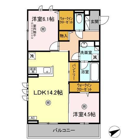 広島市安佐南区安東のアパートの間取り