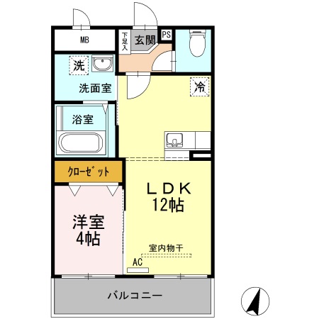 山口市小郡明治のマンションの間取り