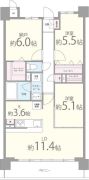 吹田市千里山東のマンションの間取り