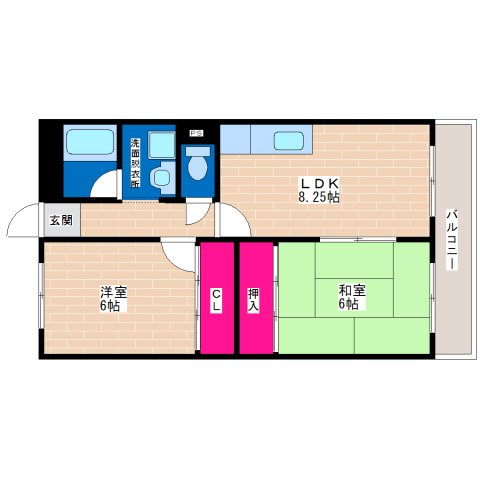 大阪市平野区加美北のマンションの間取り