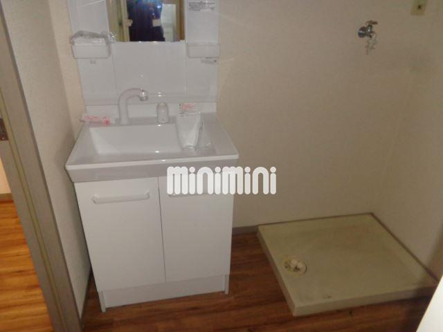 洗面設備　シャンプードレッサー＆室内洗濯機置き場です