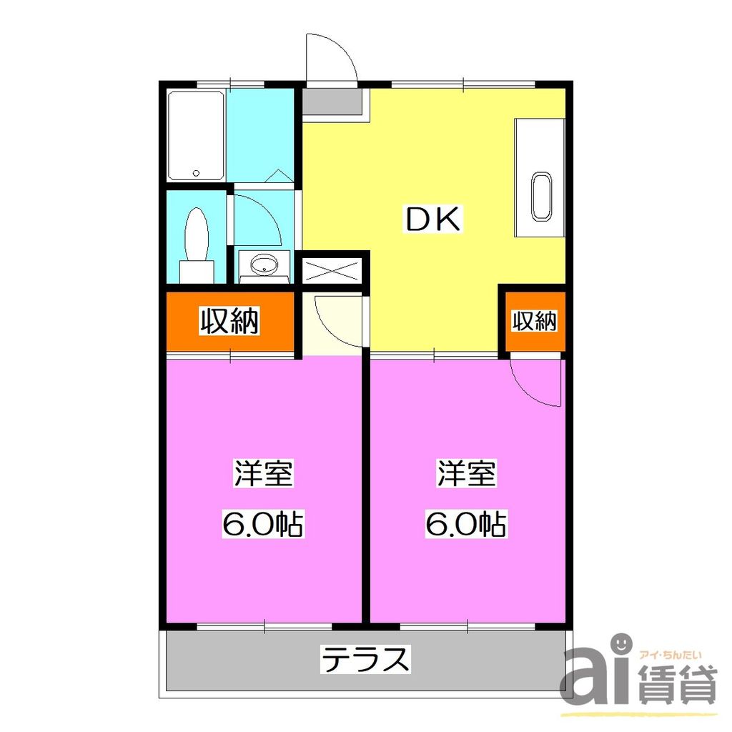 西武新宿線 狭山市駅 徒歩3分 2階建 築42年の間取り写真