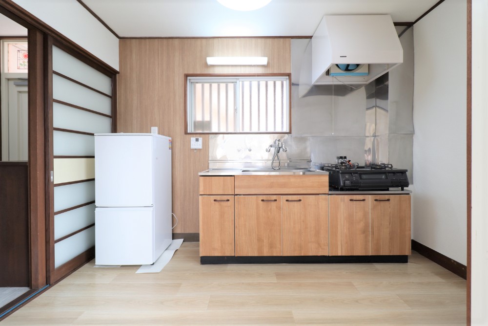 キッチン　２口ガステーブル標準装備です♪