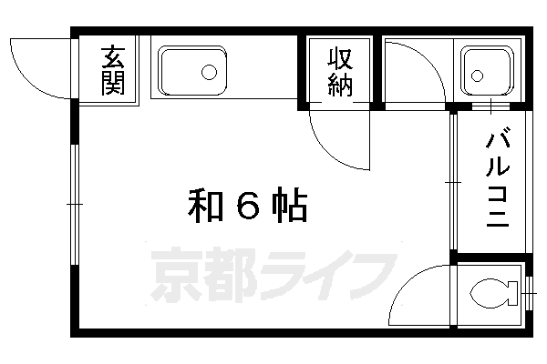 京都市左京区北白川下池田町のアパートの間取り