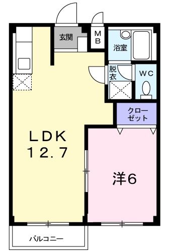 【水戸市文京のアパートの間取り】