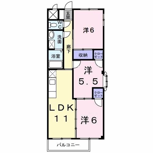 八幡市八幡安居塚のアパートの間取り