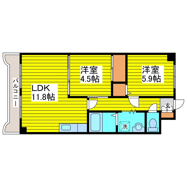 札幌市東区伏古十条のマンションの間取り