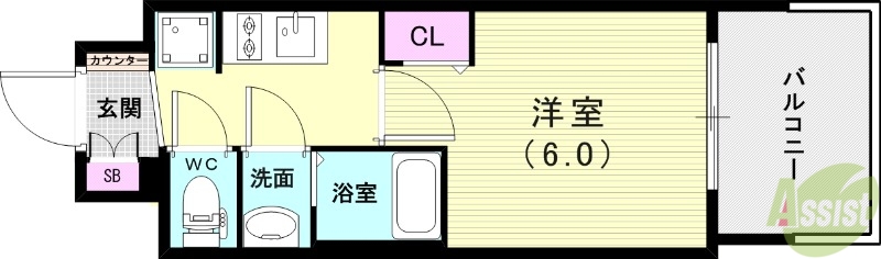 神戸市長田区細田町のマンションの間取り