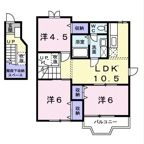 【岩国市立石町のアパートの間取り】