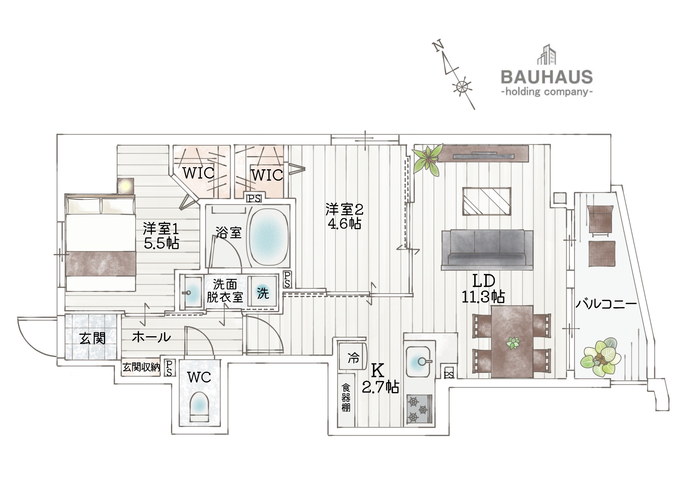 BAUHAUS舟入幸町No.30の間取り