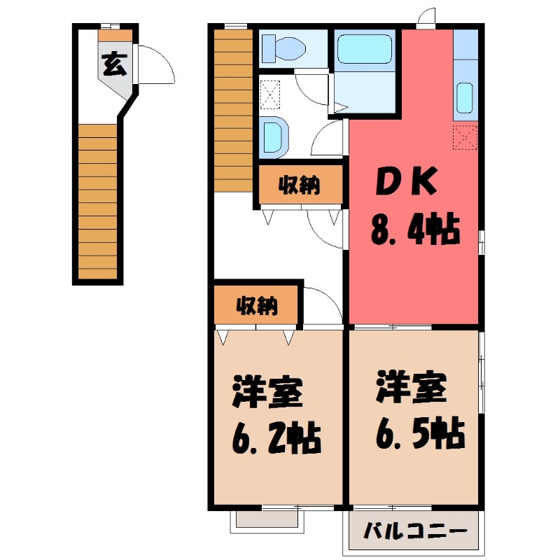 鹿沼市上石川のアパートの間取り