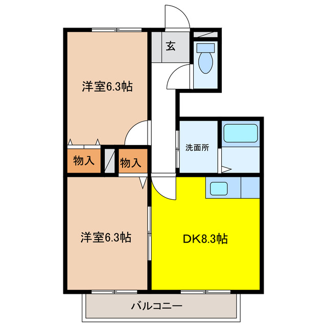 岐阜市上川手のアパートの間取り