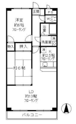 東久留米市下里のマンションの間取り