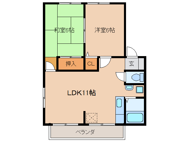 岐阜市西荘のアパートの間取り