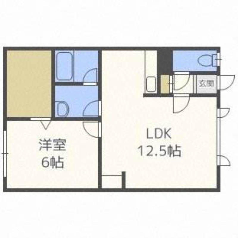 札幌市南区川沿四条のアパートの間取り