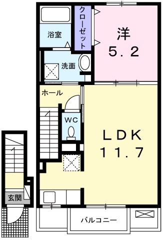 神崎郡福崎町福田のアパートの間取り