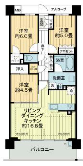 枚方市岡南町のマンションの間取り