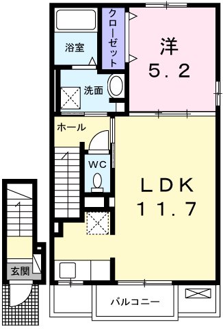 神崎郡福崎町福田のアパートの間取り