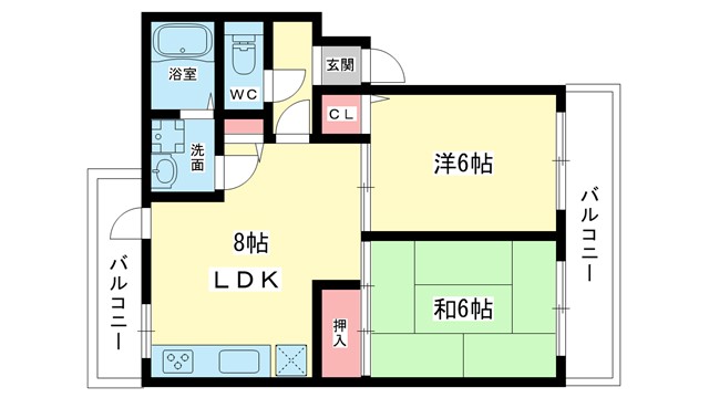 豊中市岡町南のマンションの間取り