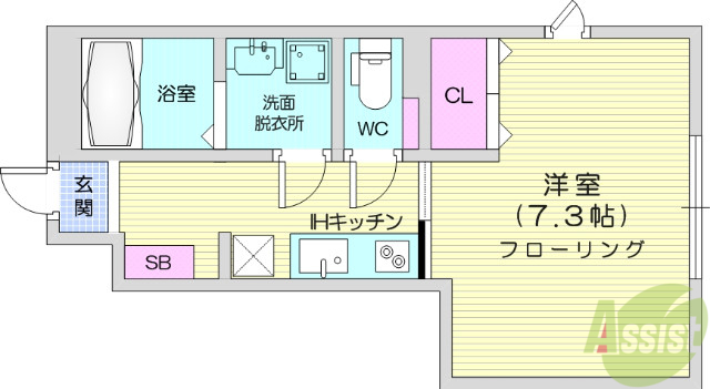 仙台市青葉区貝ケ森のアパートの間取り