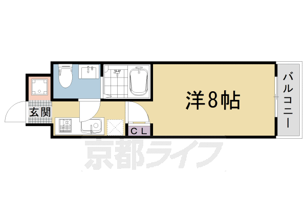 京都市右京区西院東貝川町のマンションの間取り