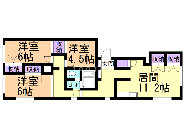 札幌市東区北三十六条東のアパートの間取り