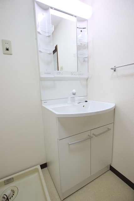 洗面設備　忙しい朝に便利なシャワー付き洗面化粧台