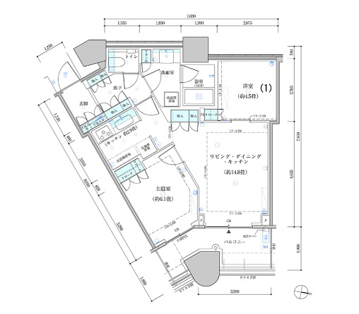 中央区勝どきのマンションの間取り