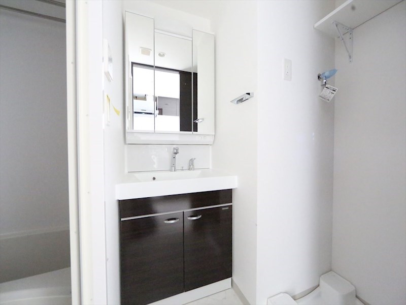 洗面設備　脱衣所　独立洗面台（シャンプードレッサー付）収納スペース有