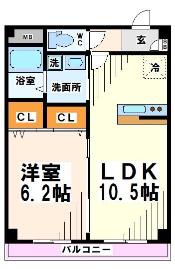 京王線 多磨霊園駅 徒歩10分 5階建 築9年の間取り写真