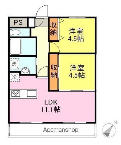 ＪＲ山陰本線 幡生駅 徒歩13分 2階建 築20年の間取り写真