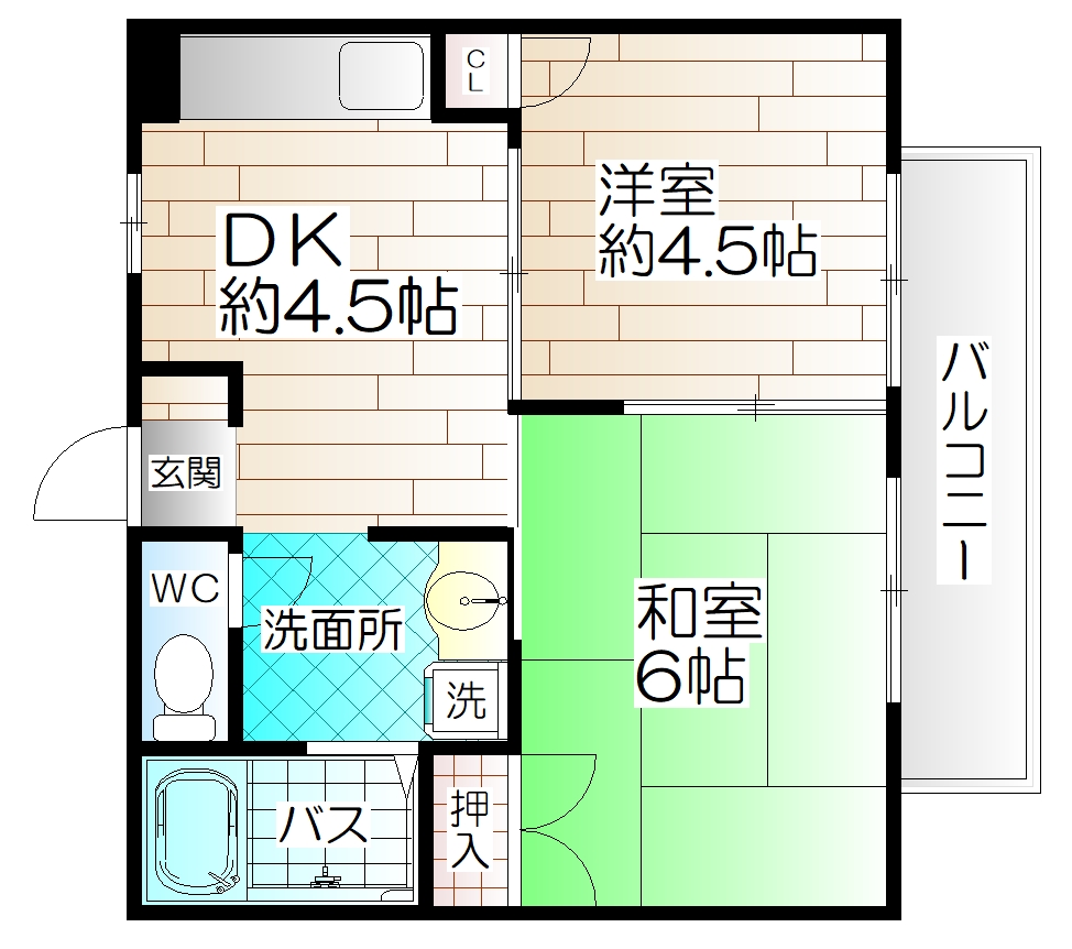 神戸市須磨区東町のアパートの間取り