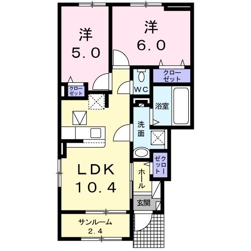 【築上郡築上町大字東築城のアパートの間取り】