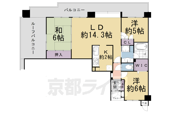 京都市下京区元両替町のマンションの間取り