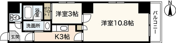 広島市中区鉄砲町のマンションの間取り